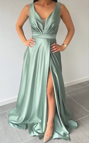 Satin Sage Green Wedding Guest Dresses