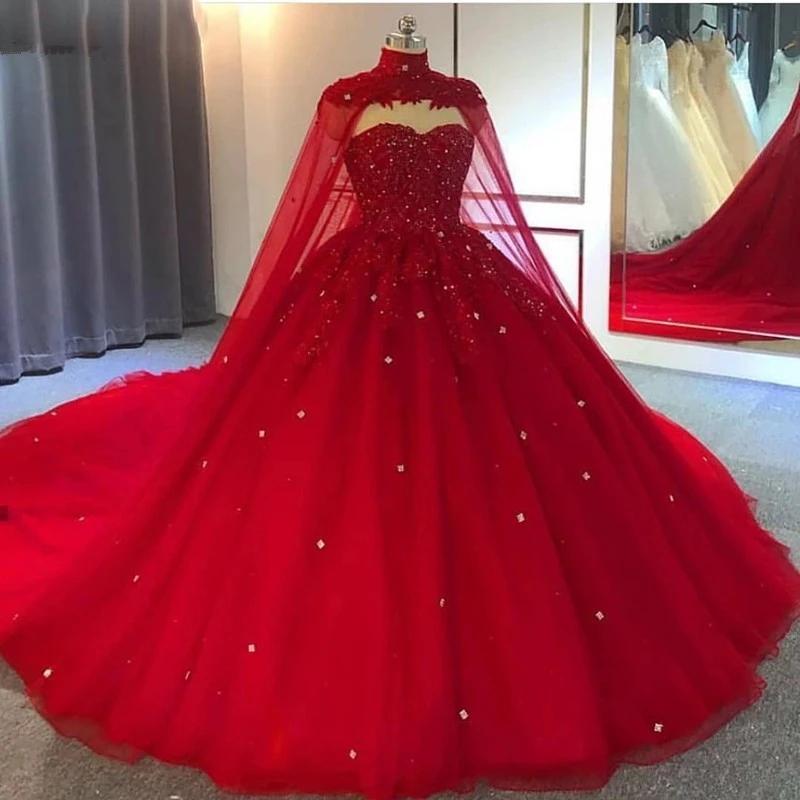 vestidos de novia con vestido de bola rojo