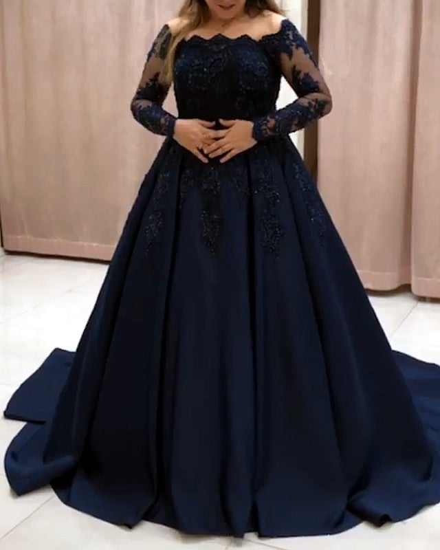 Black Long Lace Prom Dresses Plus Satin Formal Evening – MyChicDress