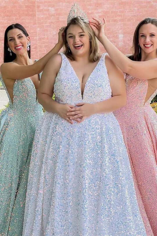 Vestido de fiesta iridiscente de lentejuelas blancas