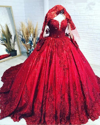 Lace Red Gliter Quinceanera Dress