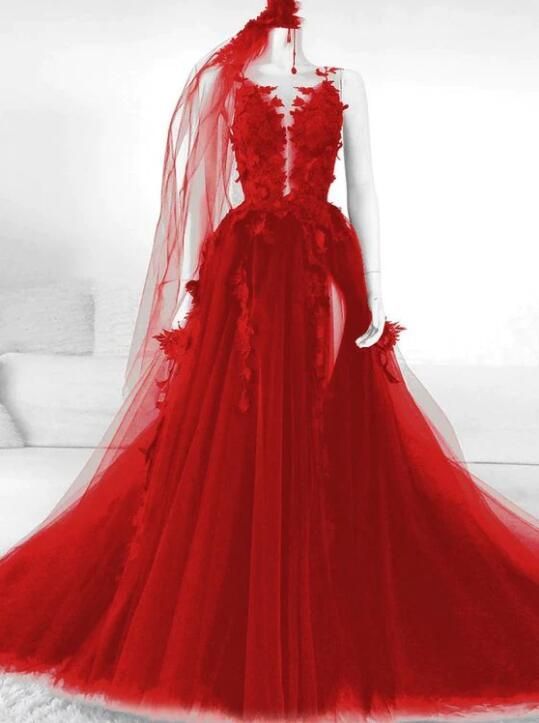 Sexy Red Lace Prom Dresses 2023