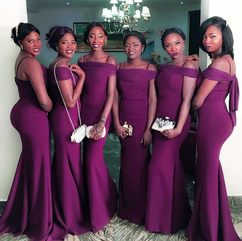 Long Mermaid Purple Bridesmaid Dresses