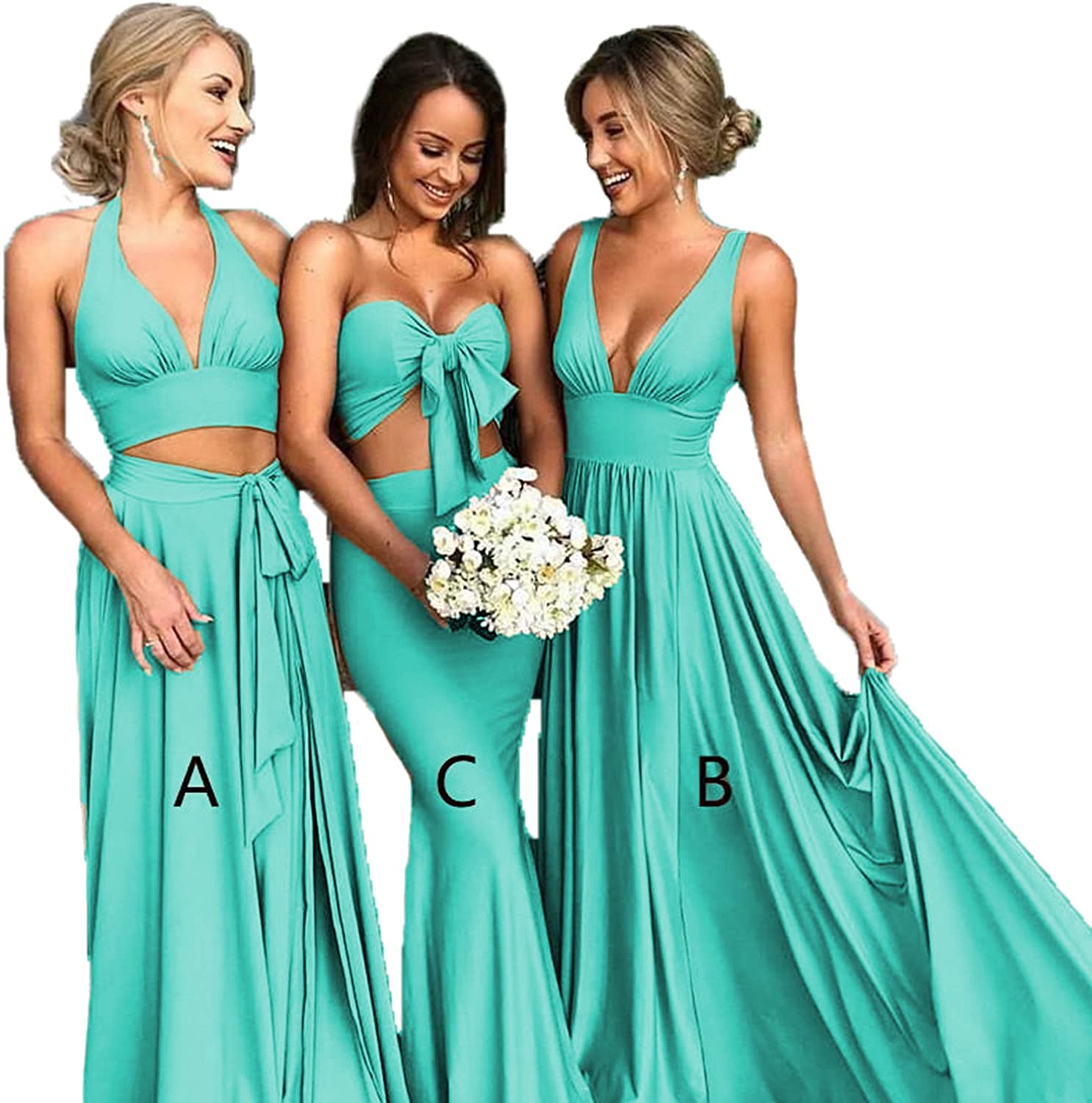 Chiffon Turquoise Bridesmaid Dresses mismatched