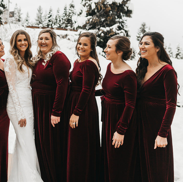 Fall Winter Bridesmaid Dresses Velvet