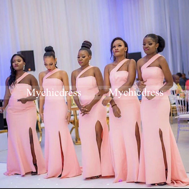 Vestidos de dama de honor de color rosa africano baratos