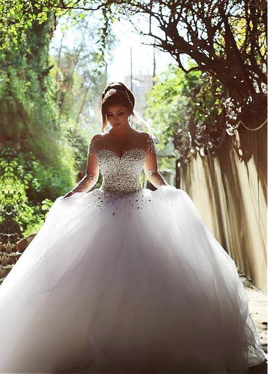 Vintage Ball Gown Wedding Dress Long Sleeves