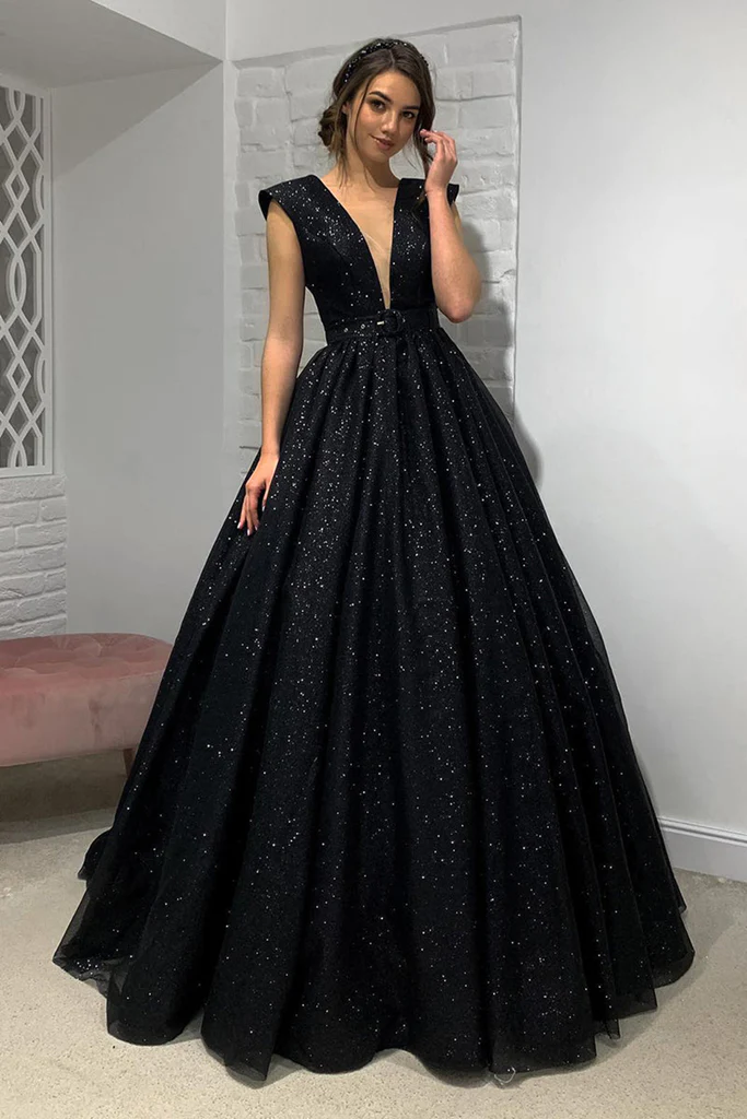 Cheap Black Sequin 2023 Prom Dresses