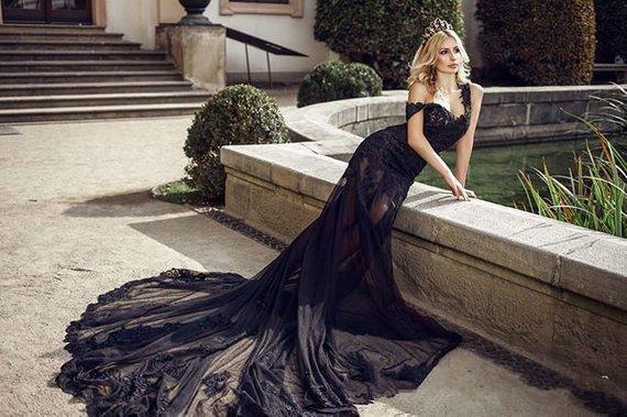 Lace Black Wedding Dresses gothic