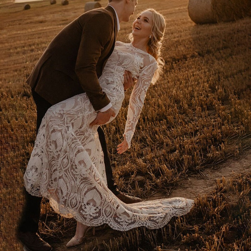 Long Sleeves Bohemian Wedding Dresses