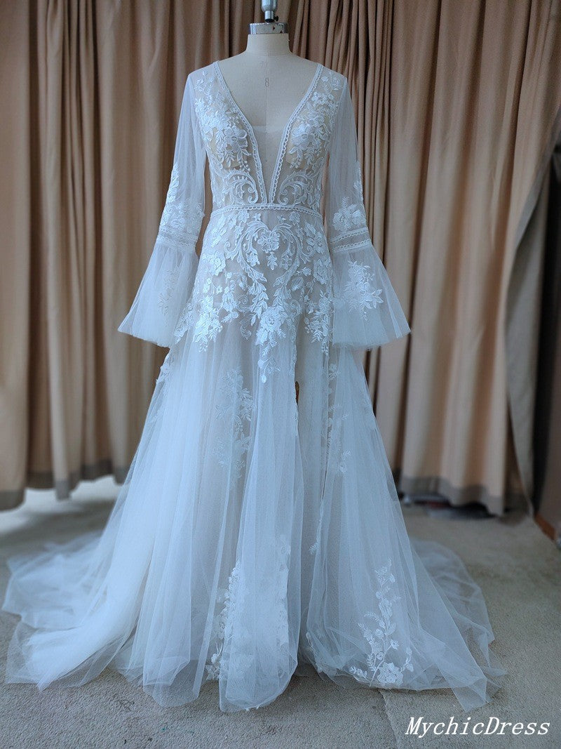 Puff Sleeve Boho Wedding Dresses 2023