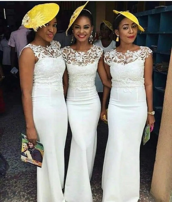 White Lace Bridesmaid Dresses 2023