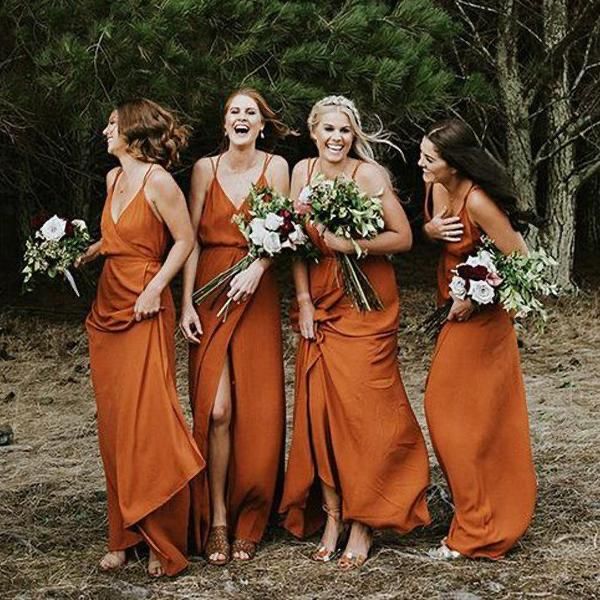 Vestidos de invitadas de boda naranja quemado