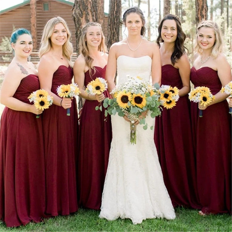 Sweetheart Burgundy Bridesmaid Dresses 
