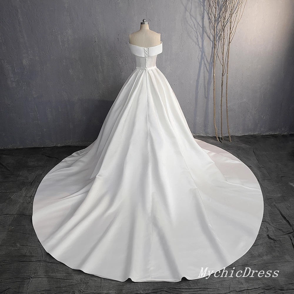 Simple Satin Wedding Dress Ivory