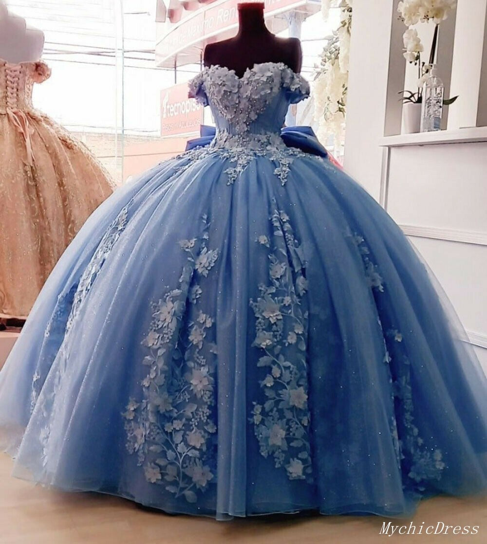 Vestidos de quinceañera azules polvorientos baratos