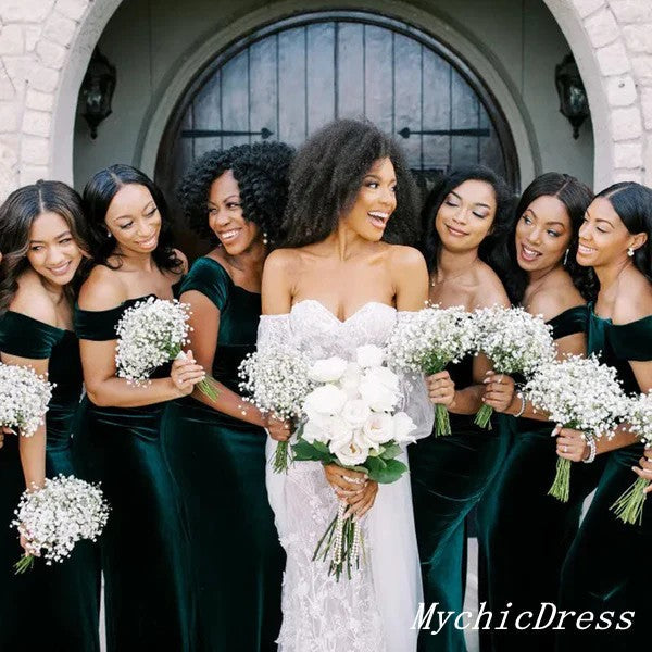 2023 velvet Bridesmaid Dresses Emerald Green