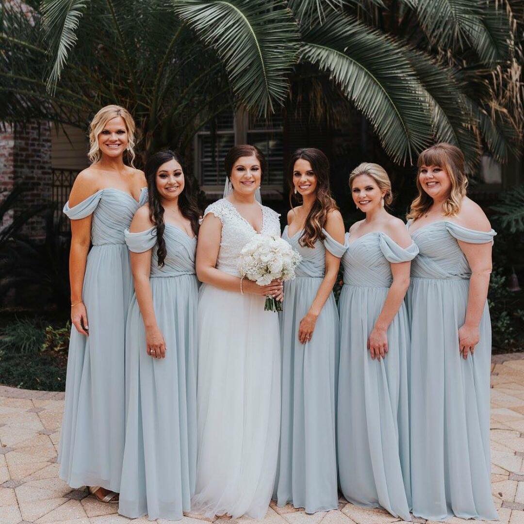 Cheap Off-The-Shoulder Chiffon Bridesmaid Dresses