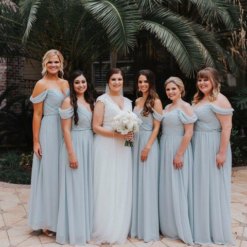 off the shoulder bridesmaid dress