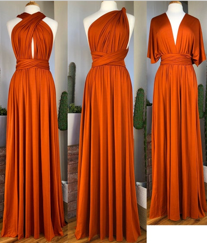 Sheath Sleeveless Orange Infinity Bridesmaid Dresses