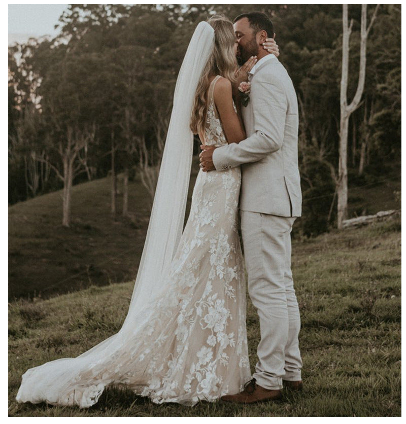 Vestidos de novia de encaje de playa de encaje picante