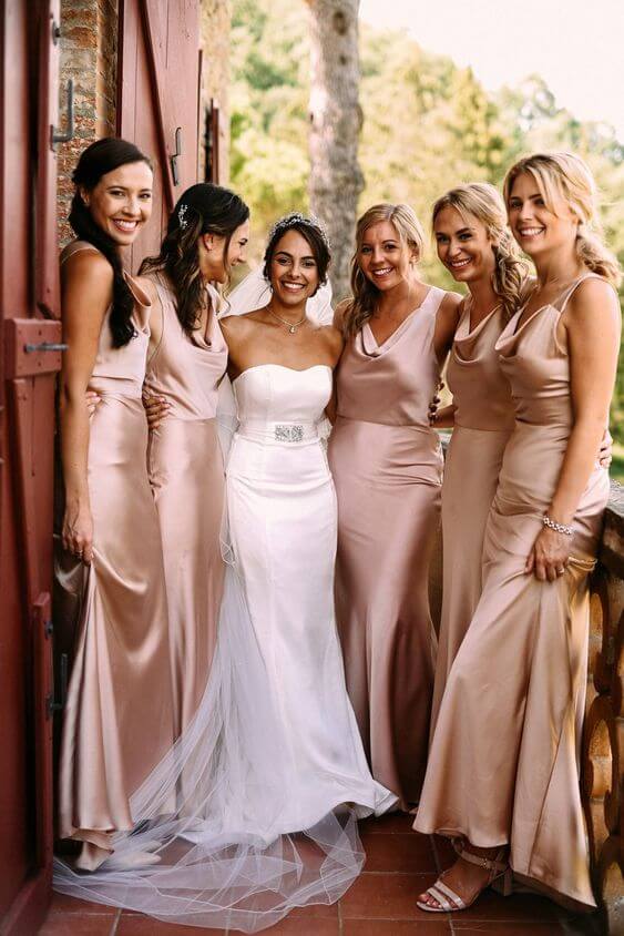 Satin Rose Gold Bridesmaid Dresses