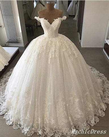 Ivory Tulle Lace Wedding Dresses