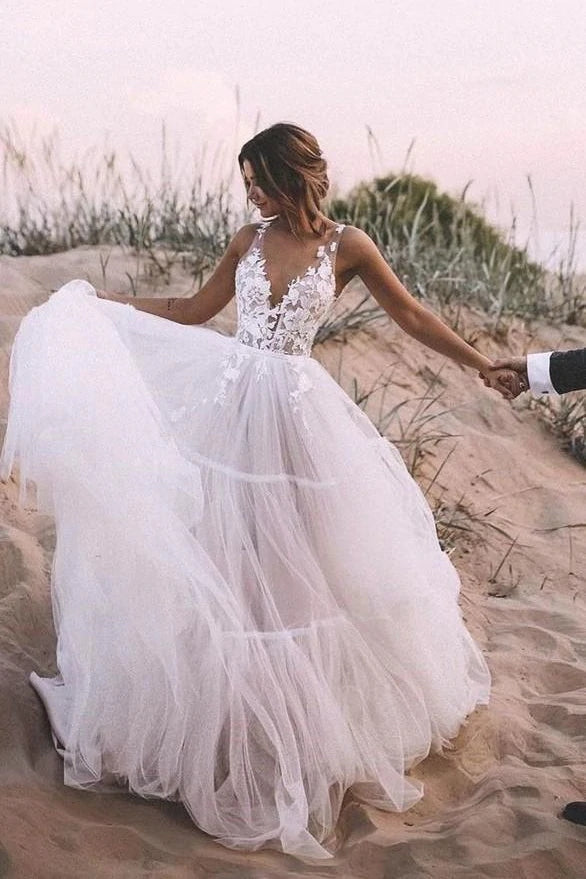 vestidos de novia de encaje en capas