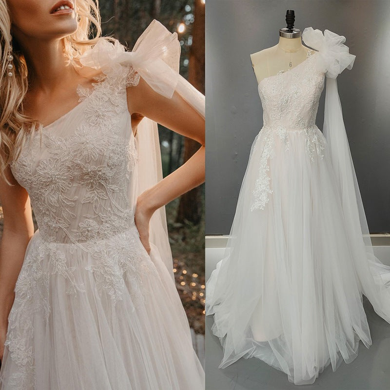 2023 winter wedding dresses one shoulder