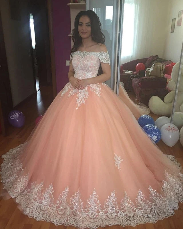 Lace Pink Quinceanera Dresses