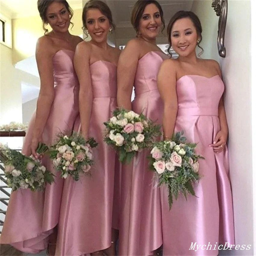 Short Hot Pink Bridesmaid Dresses Satin