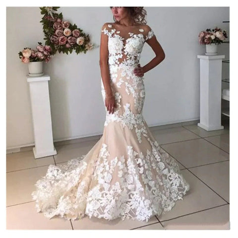 Vestidos de novia rosa claro sirena