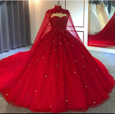 2024 Red Ball Gown Sweet 16 Quinceanera Dress
