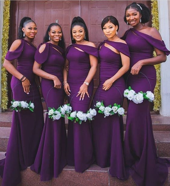 Dark Purple Satin Bridesmaid Dresses