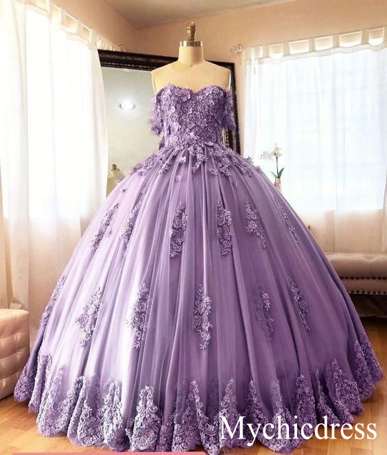 Purple Quinceanera Dresses Embroidered