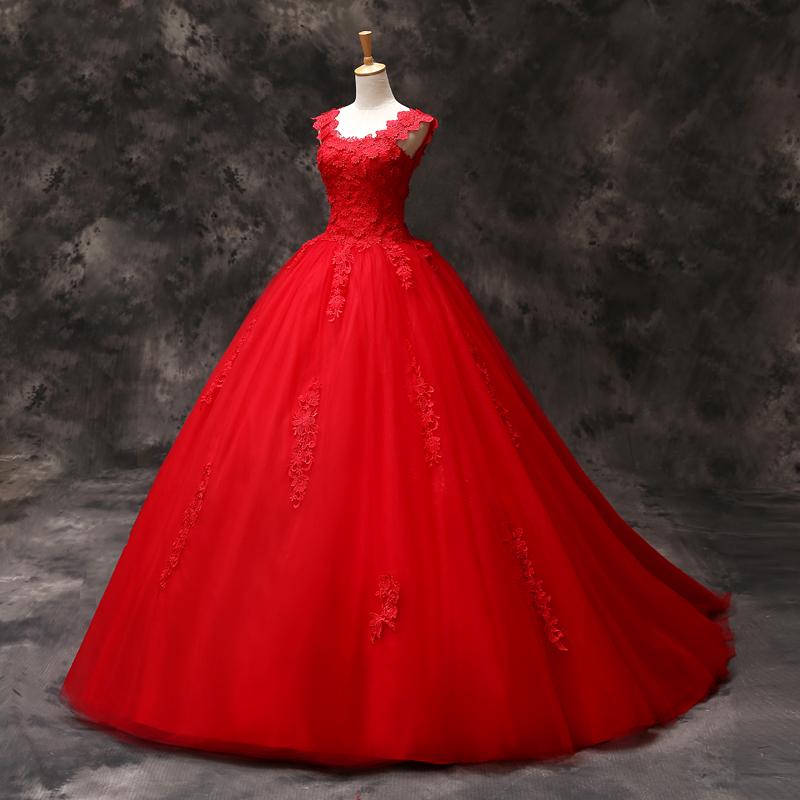 Vestidos de novia de vestido de bola rojo