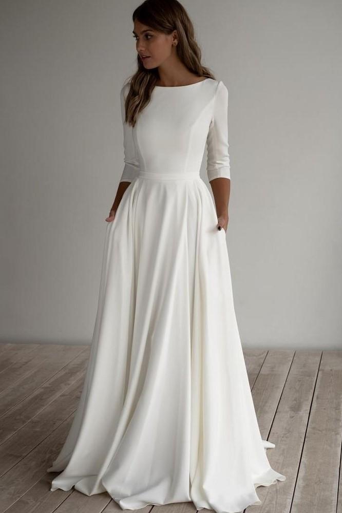 Satin Wedding Dresses with Pockets