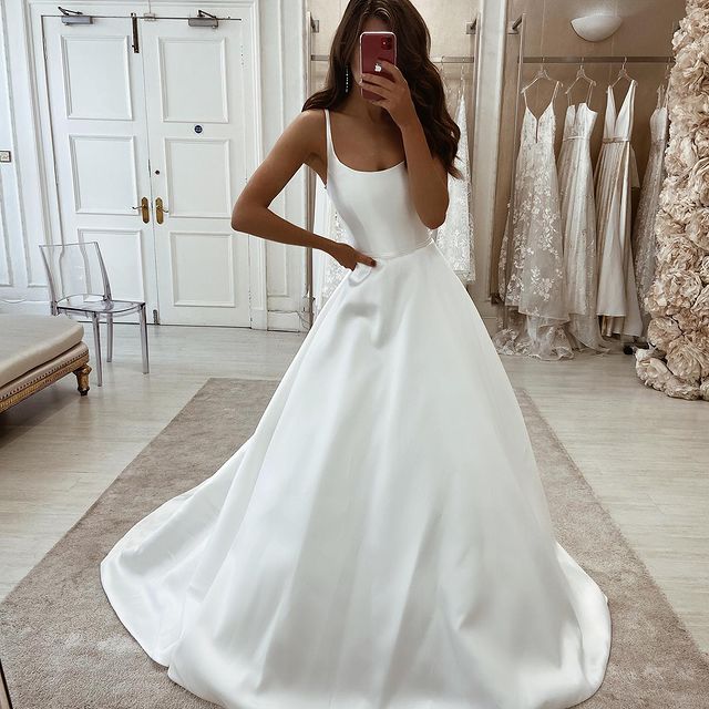 cheap Satin Ivory Wedding Dresses