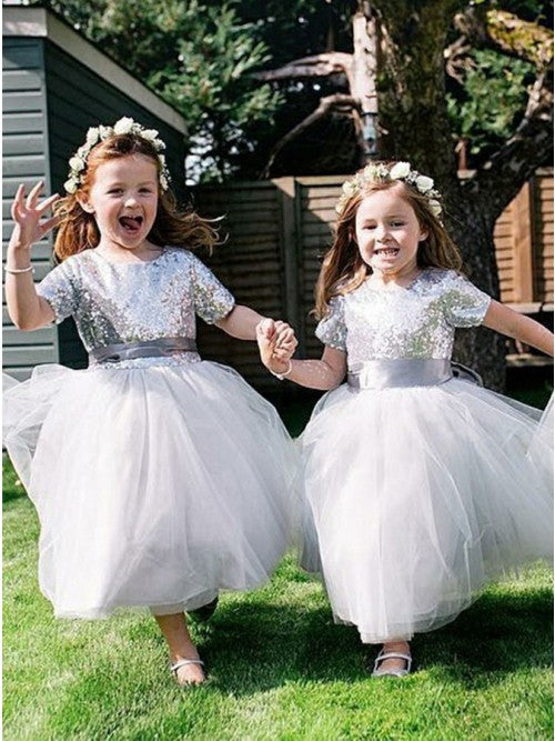 Silver Flower Girl Dresses