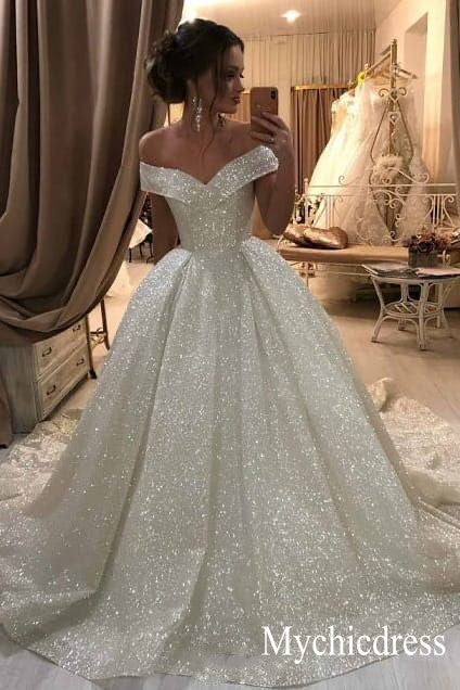 Sparkly Sequins Wedding Dresses Winter