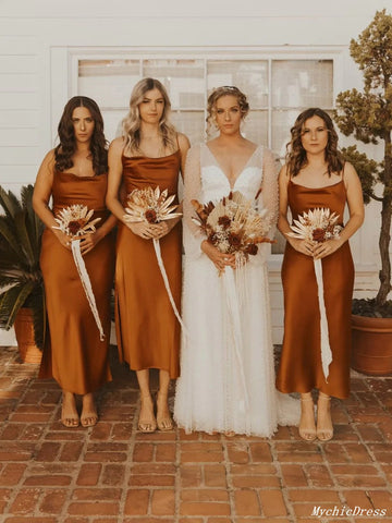 Simple Discount Rust Bridesmaid Dresses