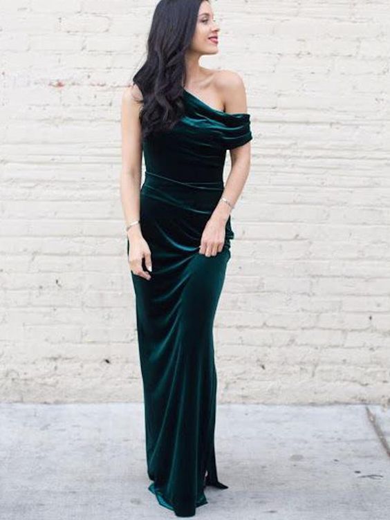 Emeral Green Velvet wedding guest dress