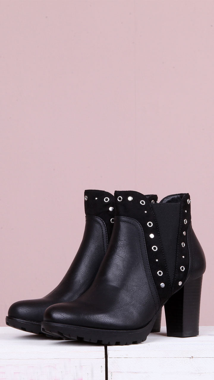 black ankle boots with black studs
