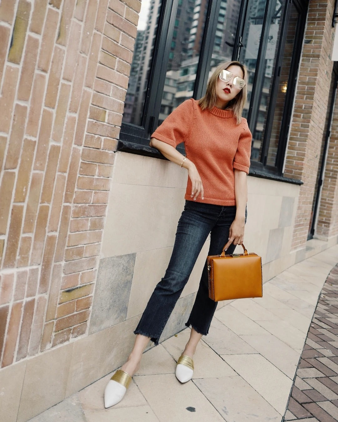 Fashion blogger Faye Tsui wears REVE by RENE BPM aviator sunglasses