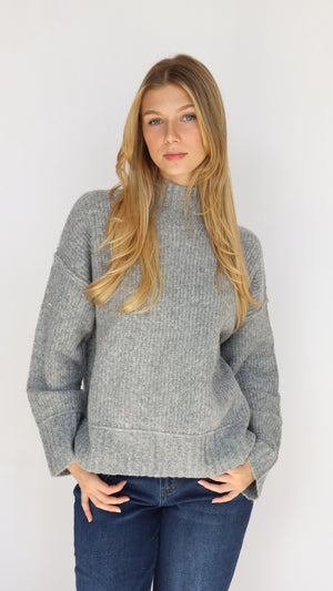 Mock Neck Knit Pullover Sweater - Reign Boutique 