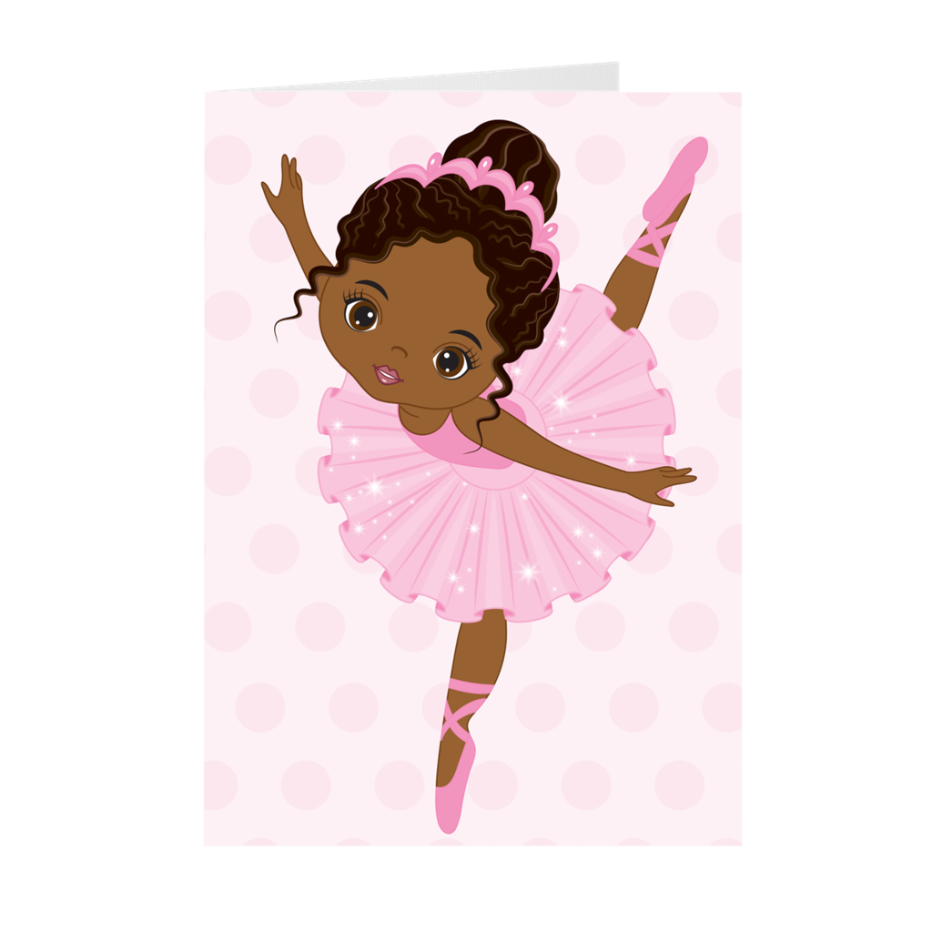 African American Ballerina - Happy Birthday - Card – Black Stationery