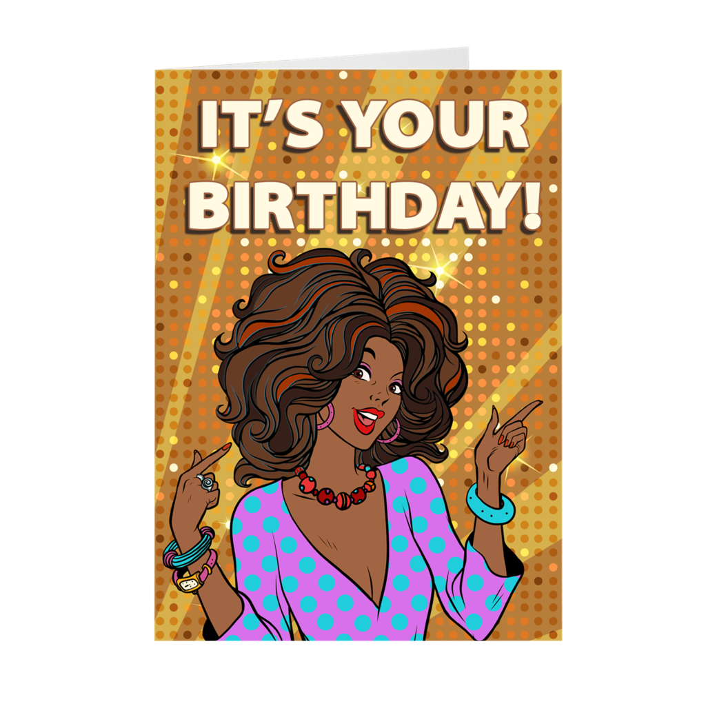 Solid Gold African American Woman Birthday Greeting Card Black Stationery 0917