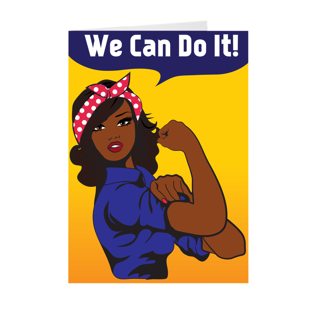 We Can Do It 2 - African American Girl - Inspirational Card – Black ...