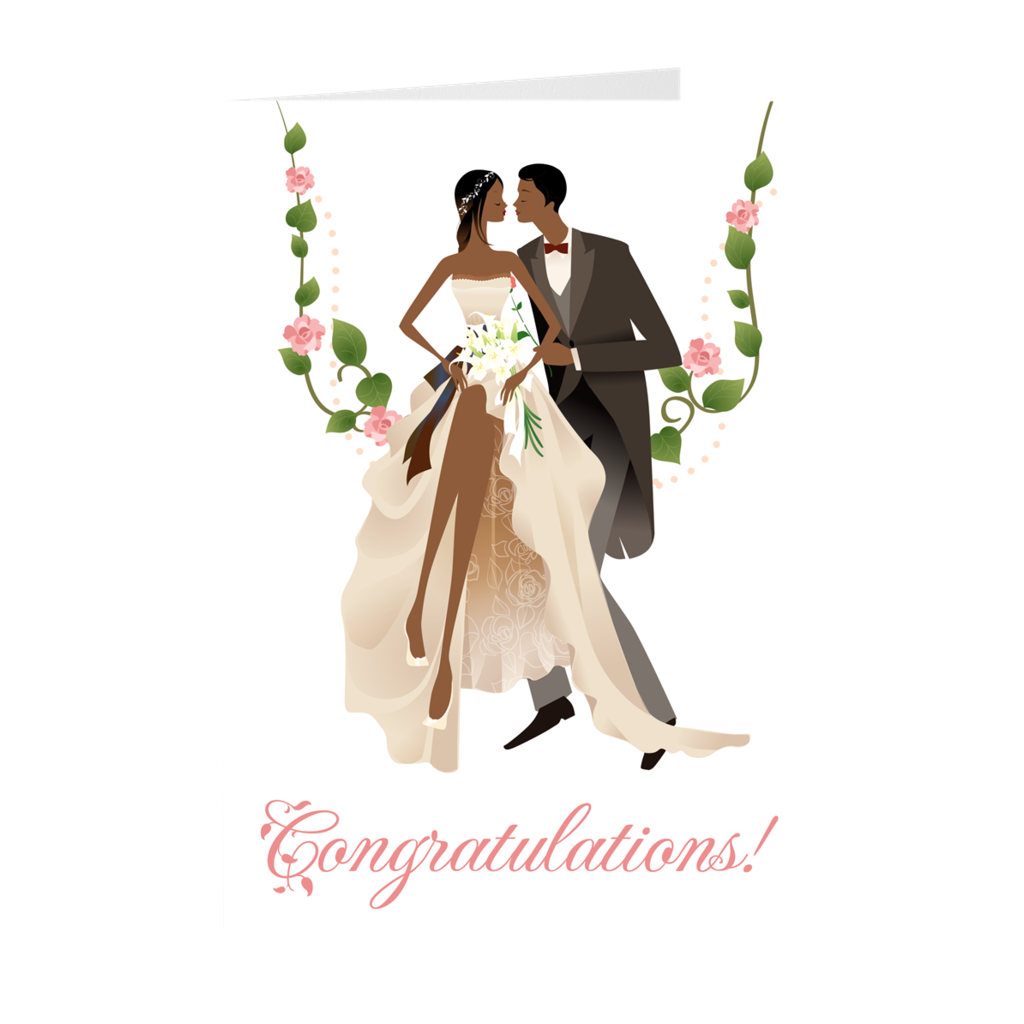 african american bride and groom clipart cartoon