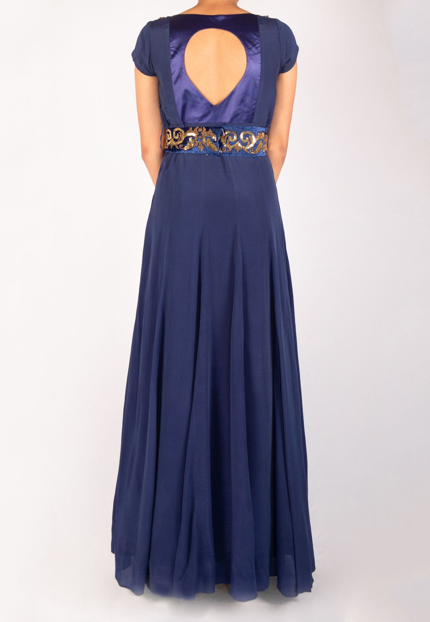 blue silk gown